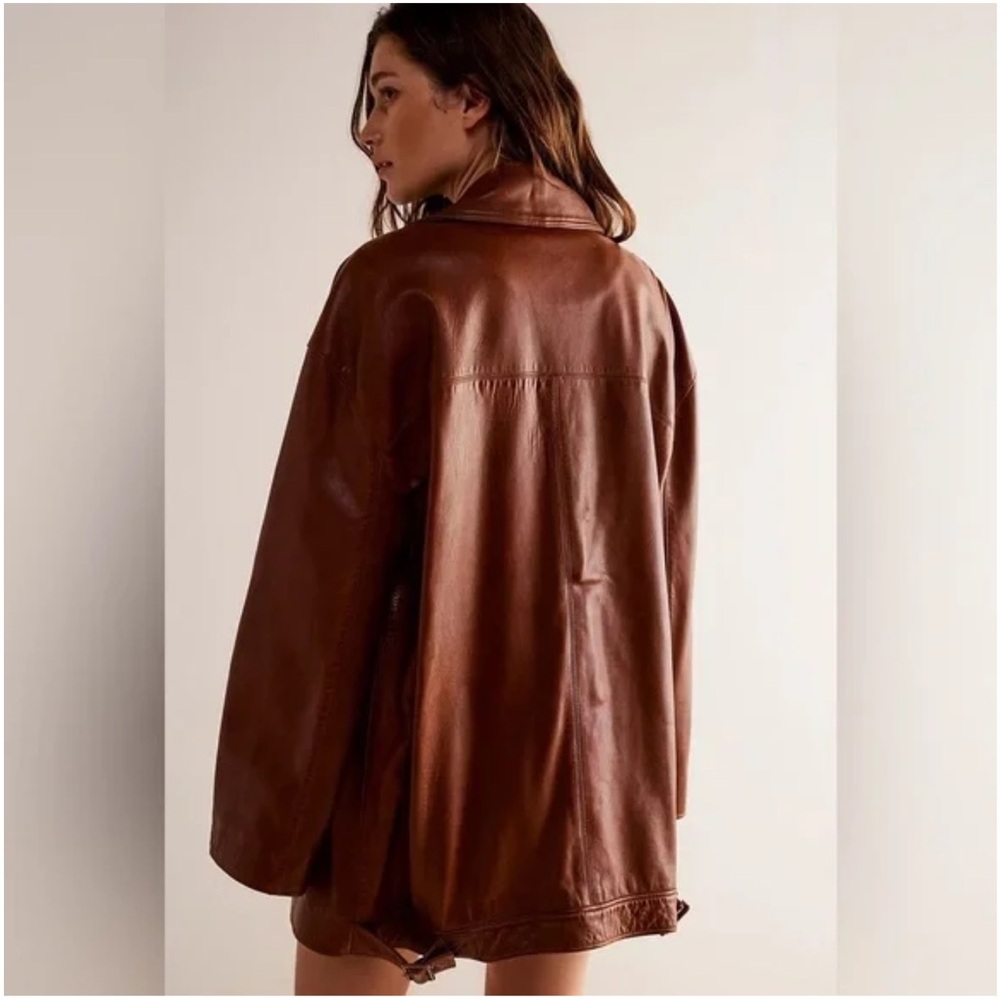 We The Free Tan Leather Jacket